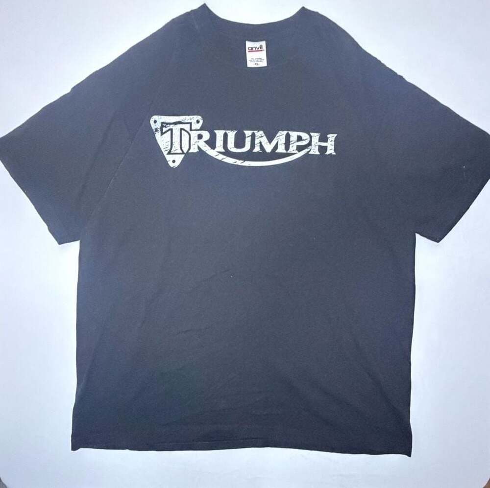 Vintage Triumph Motorcycles Logo Graphic T-Shirt Black XL